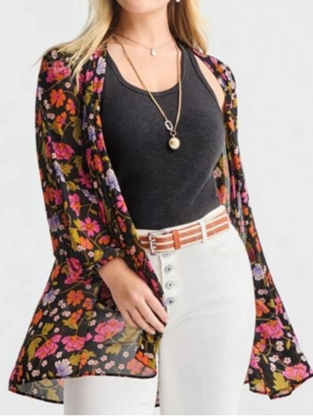 CAbi Floral Mingle Kimono, Size Small